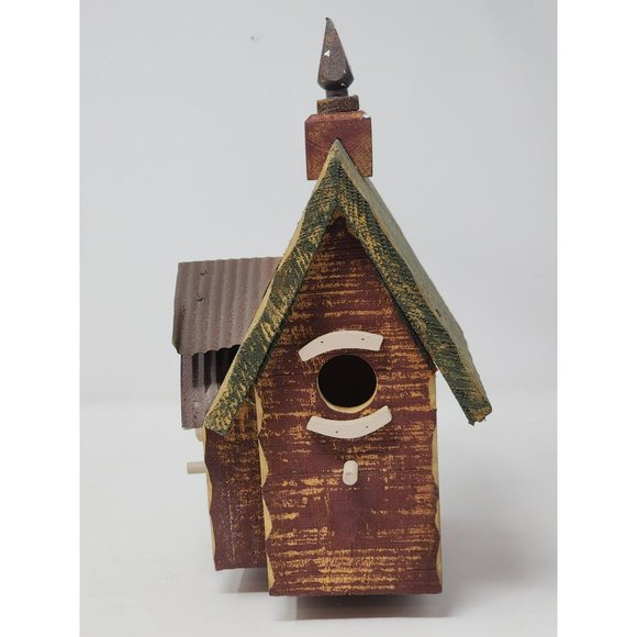 Vintage Home Interiors Wood Birdhouse On‎ A Stand Green And Brown - Picture 2 of 11